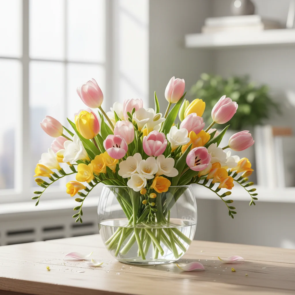 봄꽃 화병 관리법: 튤립과 프리지아 싱싱하게 오래 보는 꿀팁
