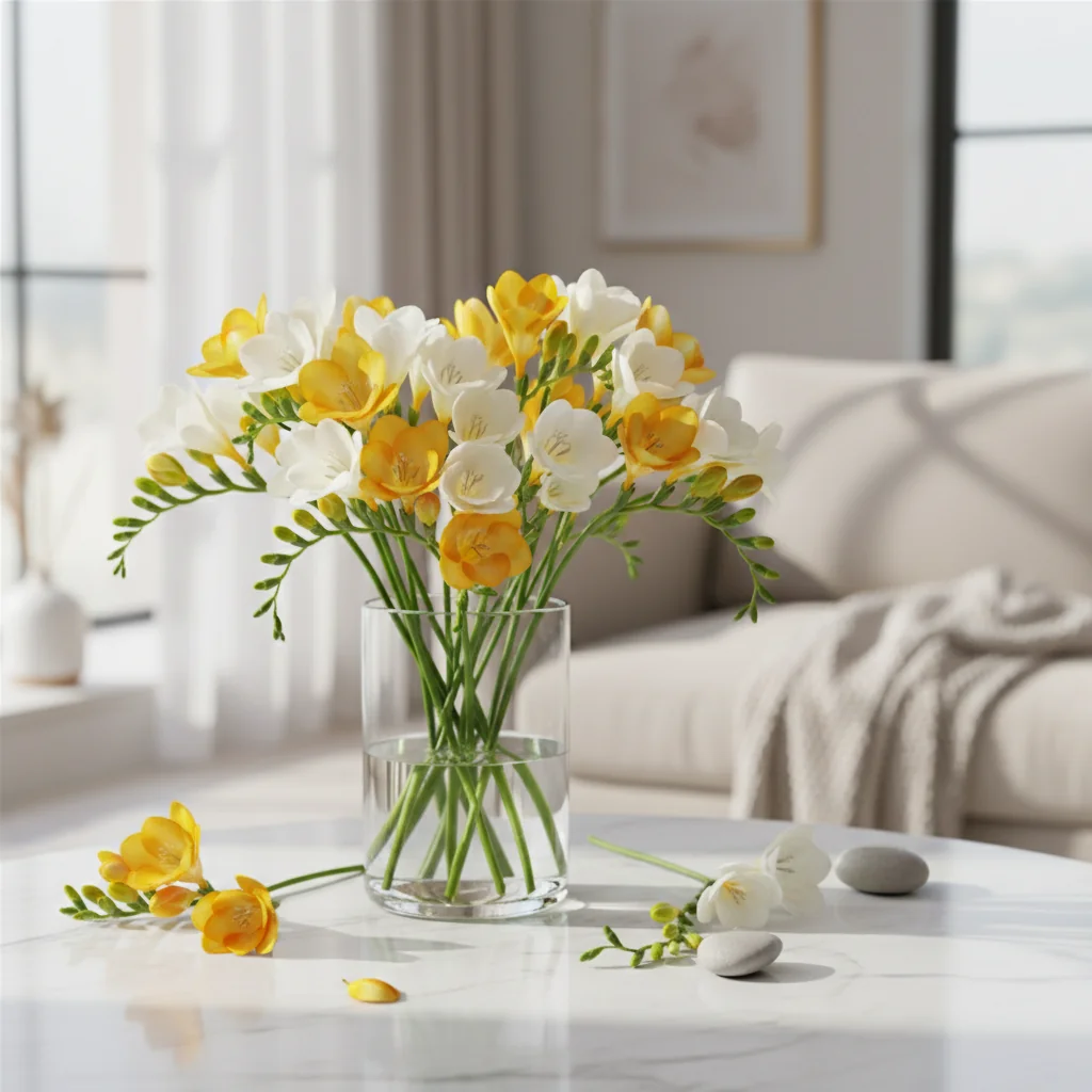 1월에 봄 향기를? 프리지아 꽃말 & 화병꽂이로 완성하는 겨울 홈스타일링