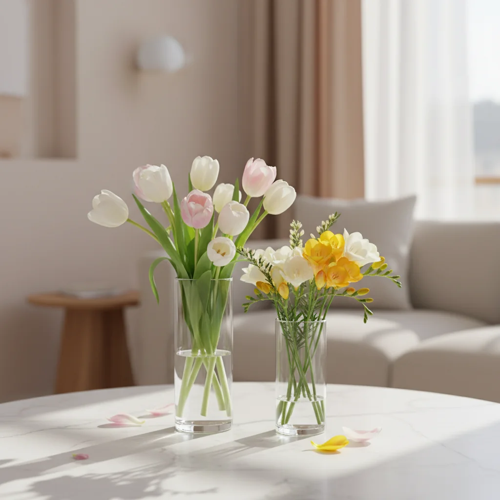 센스 있는 봄 집들이 선물 추천: 튤립 프리지아 화병 세트