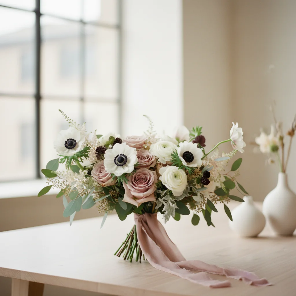 2026 겨울 웨딩 부케 추천, 식지 않는 우아함 헬레보루스 & 튤립 스타일링