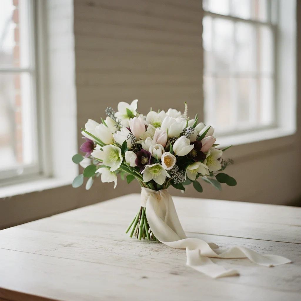 1월의 신부, 가장 우아하게! 실패 없는 겨울 웨딩부케 튤립&헬레보루스 추천