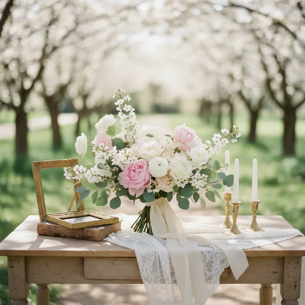 봄 야외 웨딩 스냅 준비: 벚꽃 배경에 어울리는 생화 디렉팅