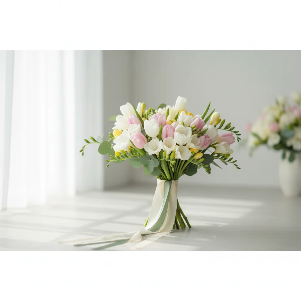 4월 봄 웨딩부케 추천: 튤립과 프리지아로 완성하는 신부 스타일링