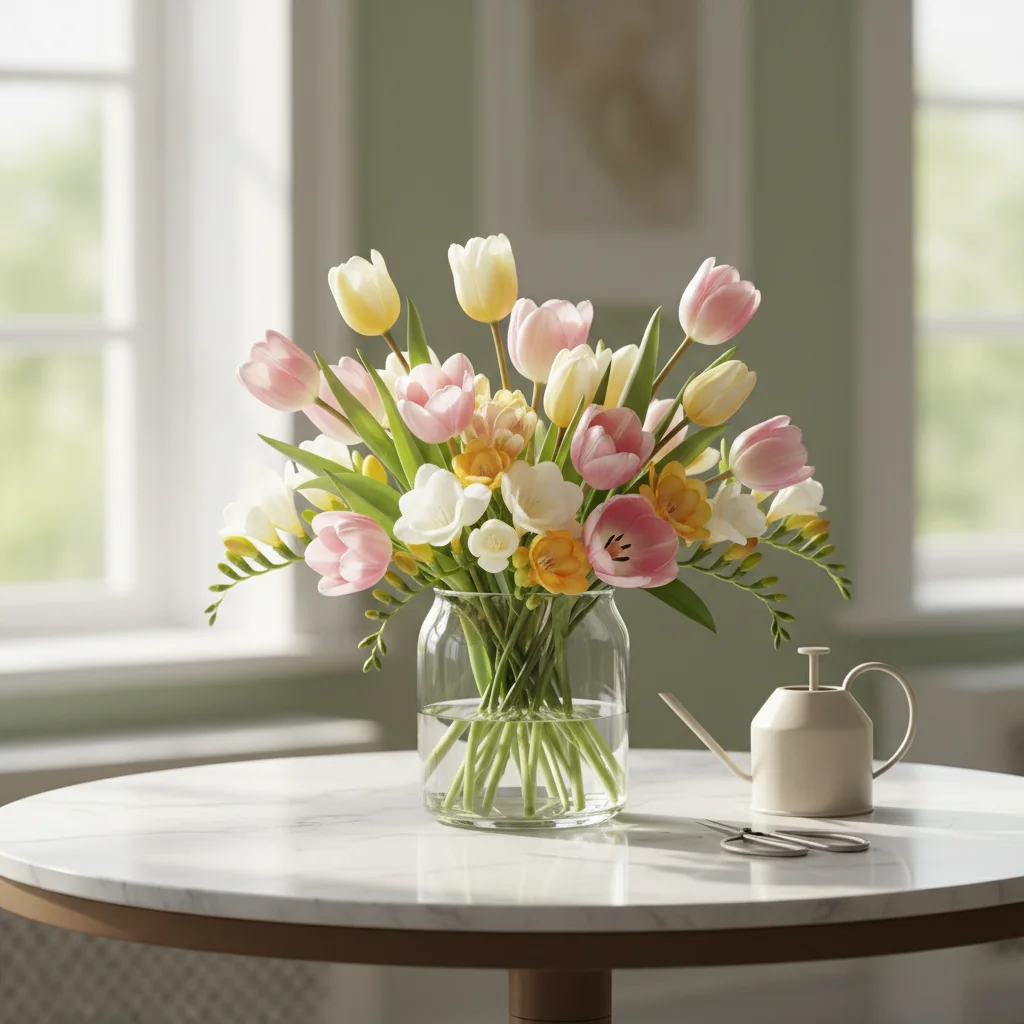 주말에 선물 받은 봄꽃! 튤립·프리지아 화병에서 오래 보는 법