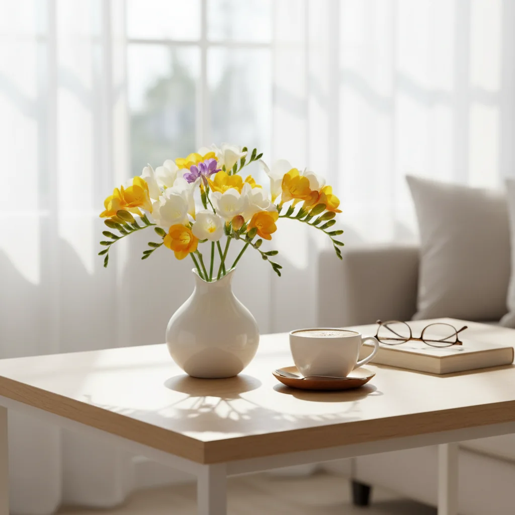 금요일 퇴근길 소확행, 프리지아 한 단으로 주말 홈카페 감성 채우기