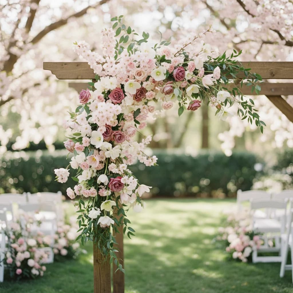 4월 야외 웨딩 트렌드: 벚꽃과 튤립으로 완성하는 로맨틱 결혼식 꽃 장식